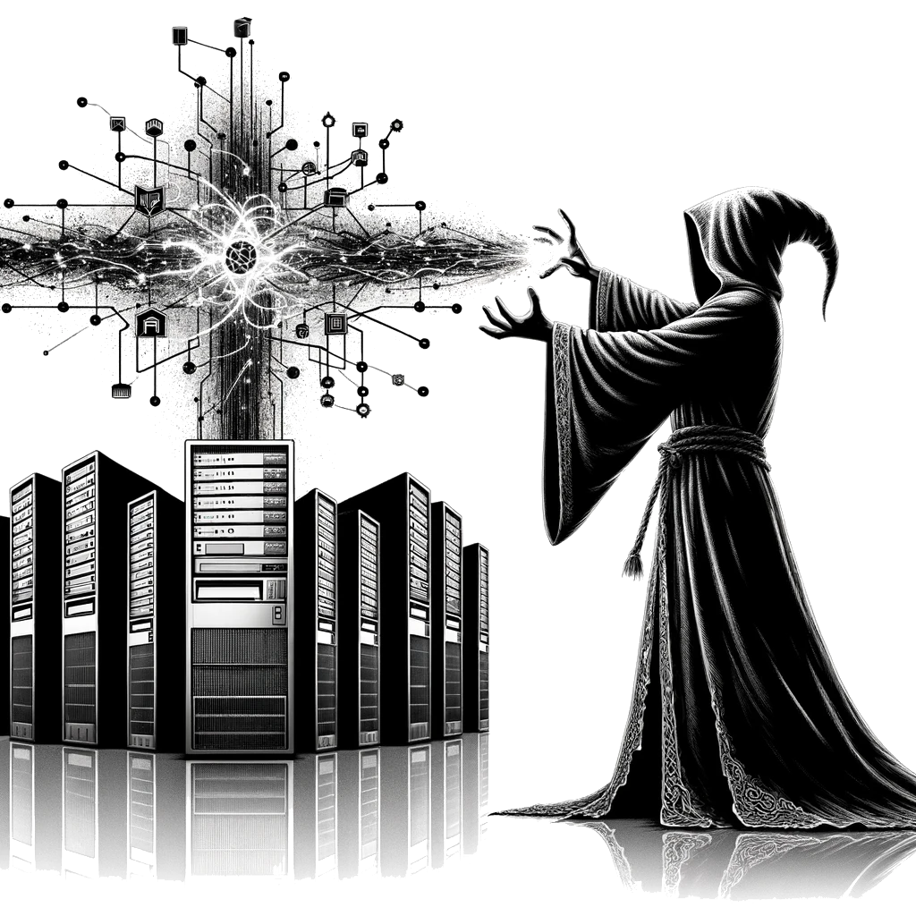 pentest wizard performing a network penetration testing illustration