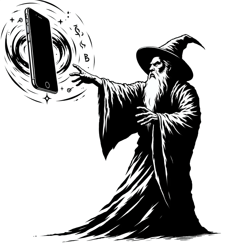 pentest wizard performing mobile application penetration test illustration